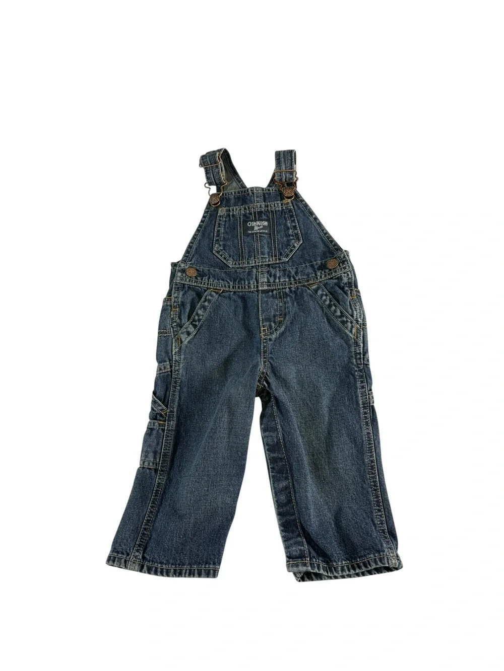 OshKosh B’gosh Denim Overalls 12M Carpenter Vintage Kids Blue Jeans